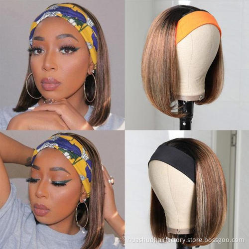 Brazilian Raw Human Virgin Remy Hair Headband Wig Vendor Wholesale Machine Made None Lace Glueless Wig Customized Styles